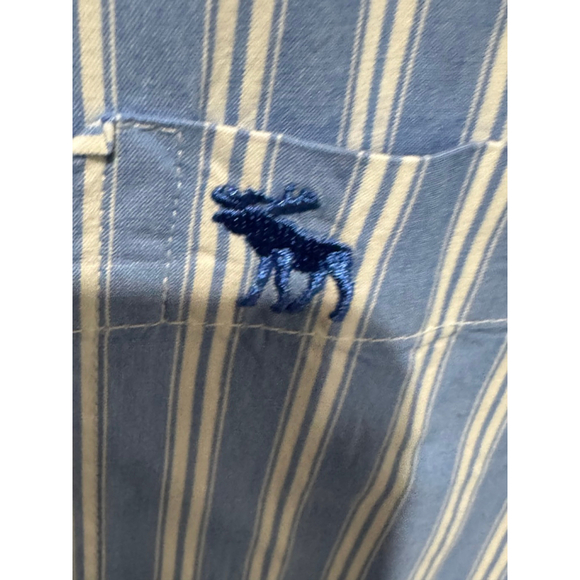 Men's Abercrombie & Fitch Blue & White Striped Casual Button Down cotton Shirt L - Picture 4 of 8